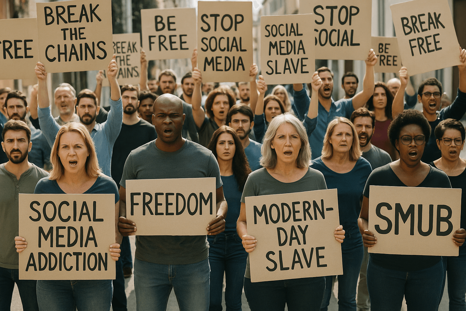 Community protesting the harms of compulsive social media use